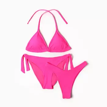 Купальник раздельный женский тройка с двумя видами плавок, фуксия, размер 36 (40)