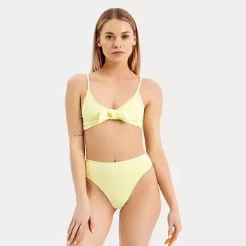 Купальник раздельный женский, геометрия на салатовом, размер 46 (M)