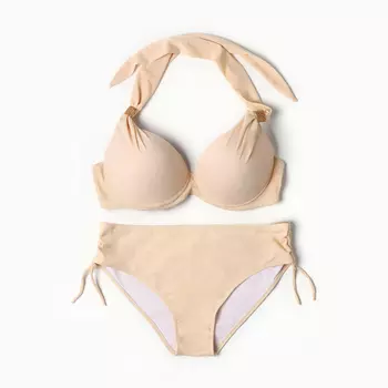 Купальник раздельный бельевой на завязках женский, цвет кремовый, размер 60