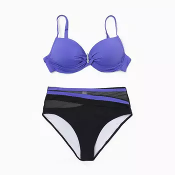 Купальник раздельный бельевой, синий, размер 60