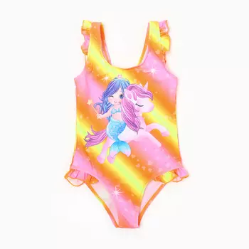 Купальник слитный для девочек, цвет оранжевый, рост 116-122 см