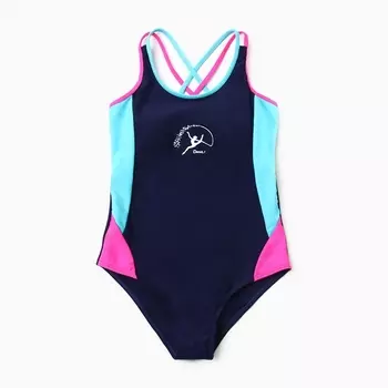 Купальник слитный для девочек, цвет темно-синий, рост 146-152 см