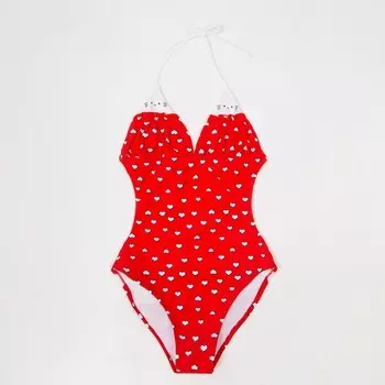 Купальник слитный для девочки, цвет красный, рост 122