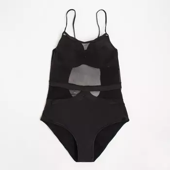 Купальник слитный MINAKU с сеткой цвет чёрный, размер 50