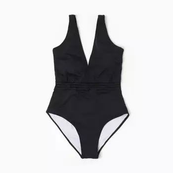 Купальник женский слитный с резинкой на талии, размер 42, чёрный