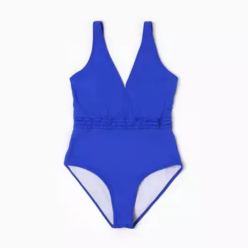 Купальник женский слитный с резинкой на талии, размер 46, синий