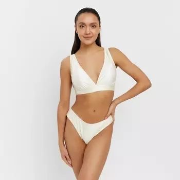 Купальник раздельный однотонный с завязками женский MINAKU, белый, размер 48