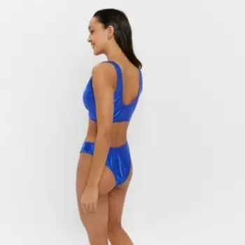 Купальник раздельный однотонный с завязками женский MINAKU, синий, размер 48