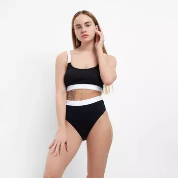 Купальник женский раздельный, цвет чёрный, размер 48 (42)