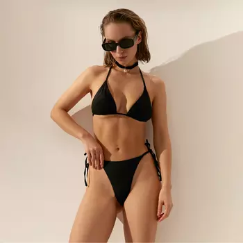 Купальник раздельный бикини на завязках женский MINAKU, чёрный размер 48