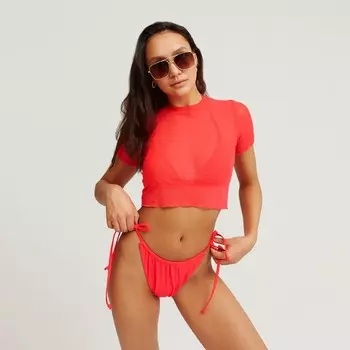 Купальник раздельный с топом сетка женский MINAKU, красный, размер 48