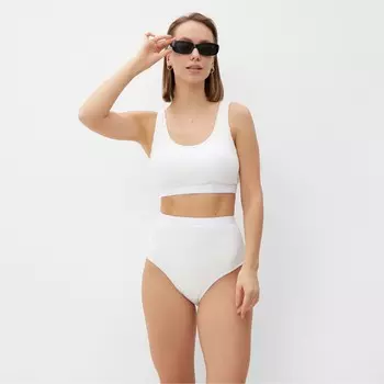 Купальник раздельный фактурный с топом женский MINAKU, размер 48, белый