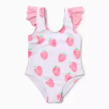 Купальник детский слитный Крошка Я «Клубника», рост 92-98 см, розовый