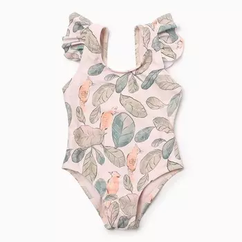 Купальник детский слитный Крошка Я «Листья», рост 86-92 см, бежевый