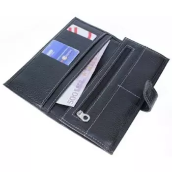 Купюрник жен., кнопка, н/к, цвет чёрный флотер Пр950-40