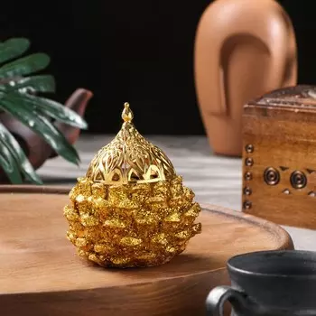 Курильница для благовоний порошковых и конусов TAKE IT EASY «Шишка», золотистый, 9.58.7 см