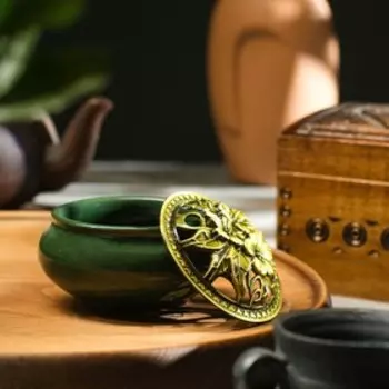 Курильница для благовоний, подставка для конусов TAKE IT EASY «Нефрит», 9.57 см, керамика, зелёная