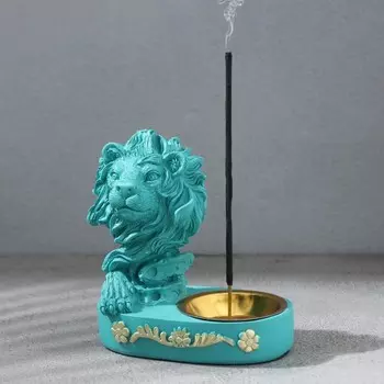 Курильница для благовоний конусов, порошковых и палочек TAKE IT EASY «Лев», бирюзовая