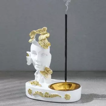 Курильница для благовоний конусов, порошковых и палочек TAKE IT EASY «Лицо», белая