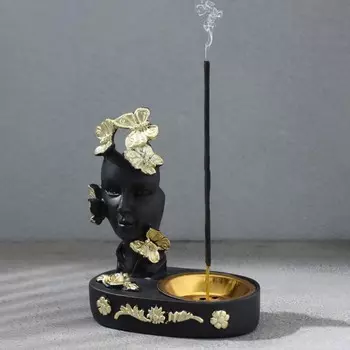 Курильница для благовоний конусов, порошковых и палочек TAKE IT EASY «Лицо», чёрная