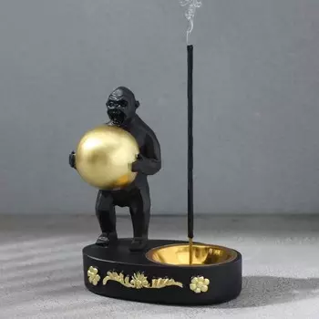 Курильница для благовоний конусов, порошковых и палочек TAKE IT EASY «Обезьяна с шаром», чёрная