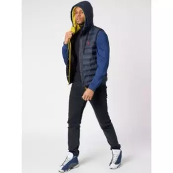 Куртка 2 в 1 мужская толстовка и жилетка синего цвета, размер 56