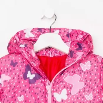 Куртка для девочки, цвет малиновый/бабочки, рост 86-92 см