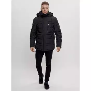 Куртка классическая с мехом мужская чёрного цвета, размер 56