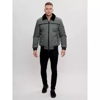 Куртка классическая с мехом мужская серого цвета, размер 58