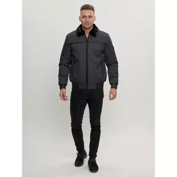 Куртка классическая с мехом мужская тёмно-серого цвета, размер 50
