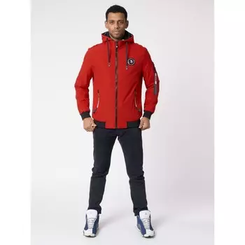Куртка мужская на резинке с капюшоном красного цвета, размер 56