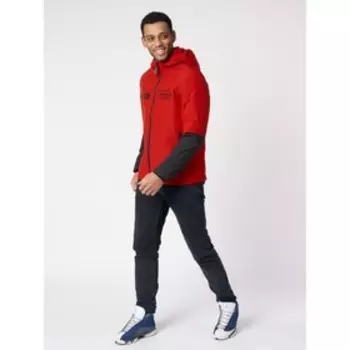 Куртка мужская с капюшоном красного цвета, размер 52