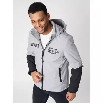 Куртка мужская с капюшоном светло-серого цвета, размер 52