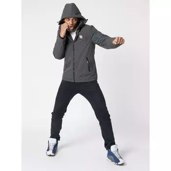 Куртка мужская с капюшоном тёмно-серого цвета, размер 48