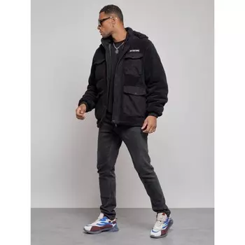 Куртка плюшевая мужская, размер 54, цвет чёрный