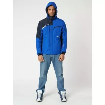 Куртка спортивная мужская с капюшоном синего цвета, размер 54