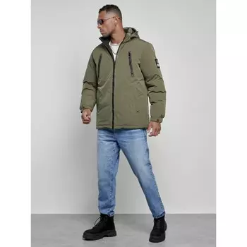 Куртка спортивная мужская зимняя, размер 58, цвет хаки