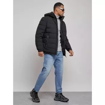 Куртка спортивная мужская зимняя, размер 58, цвет чёрный