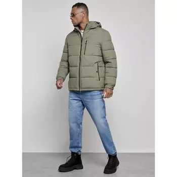 Куртка спортивная мужская зимняя, размер 58, цвет хаки