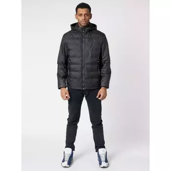 Куртки мужские стёганная с капюшоном чёрного цвета, размер 58