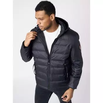 Куртки мужские стёганная с капюшоном тёмно-синего цвета, размер 52