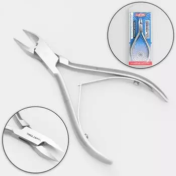 Кусачки педикюрные SILVER STAR, прямое лезвие, двойная пружина, 11,5 см, длина лезвия - 14 мм, на блистере, цвет серебристый, АТ-1207