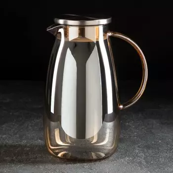 Кувшин для воды «Богема», 1525 см, стекло, с металлической крышкой, золотистый