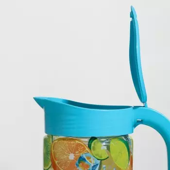 Кувшин «Цитрус», стеклянный, 1.5 л, с голубой крышкой