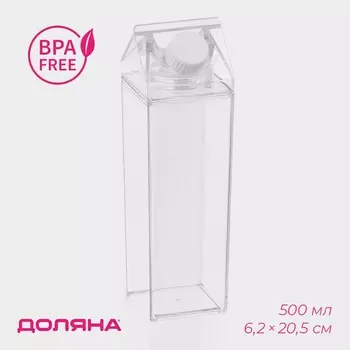 Кувшин для напитков «Молочный пакет» Доляна, 500 мл, 6.220.5 см, полистирол, прозрачный