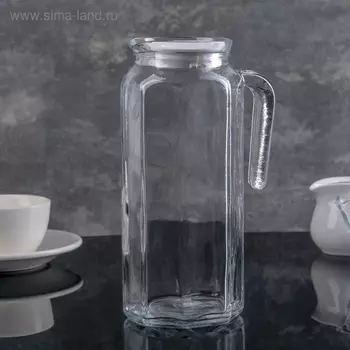 Кувшин Paabahe Kosem, 1 л, стекло, белая крышка, прозрачный