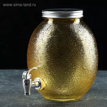 Диспенсер для напитков «Фреш», 4 л, 211624 см, стекло, жёлтый