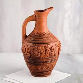 Кувшин винный, лепка, красная глина, 3 л