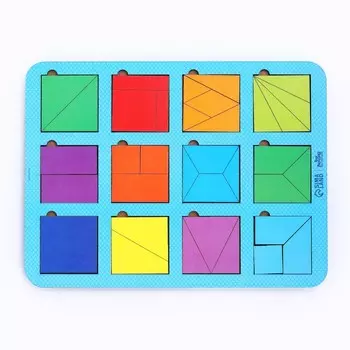 Головоломка геометрическая деревянная «Квадраты», 12 шт МИКС