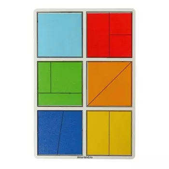 Головоломка геометрическая деревянная «Квадраты», 1 уровень, 6 квадратов